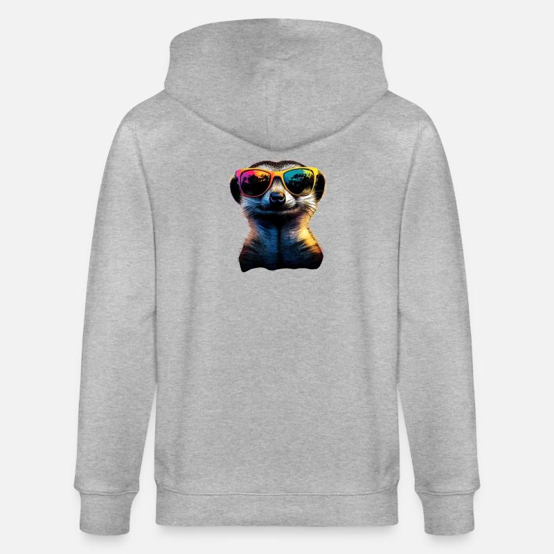 Erdmännchen Sonnenbrille Bunt Süßes Erdmännchen - Stanley/Stella Unisex Bio-Kapuzenjacke CULTIVATOR  - Grau meliert