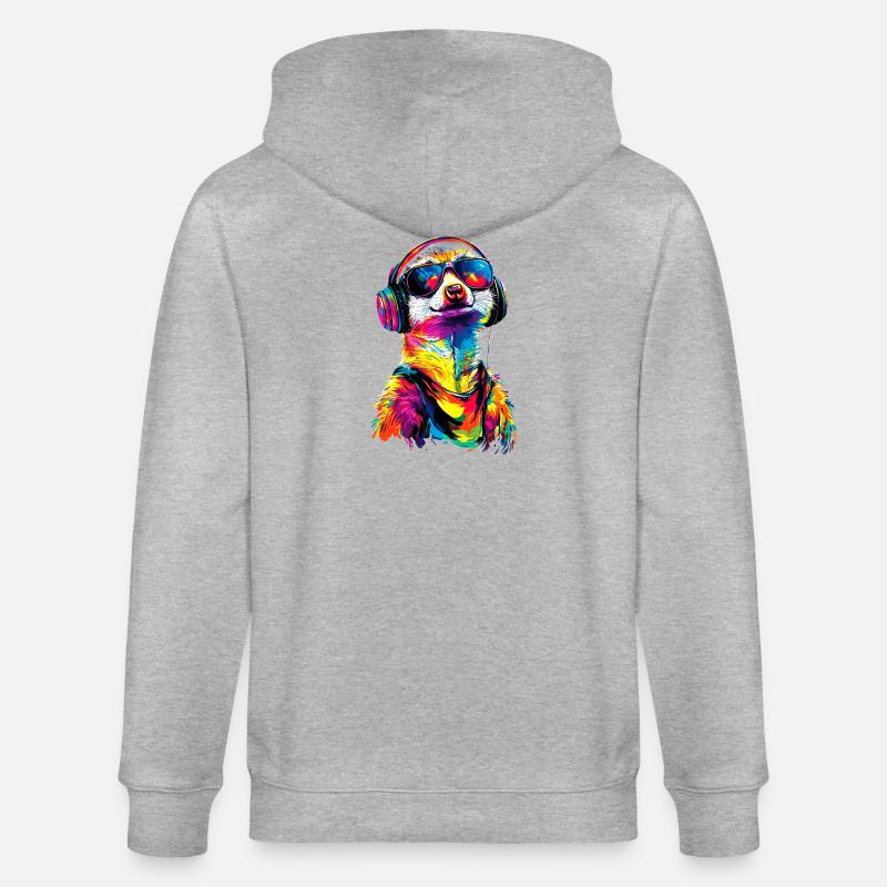 Erdmännchen Sonnenbrille Bunt Süßes Erdmännchen - Stanley/Stella Unisex Bio-Kapuzenjacke CULTIVATOR  - Grau meliert
