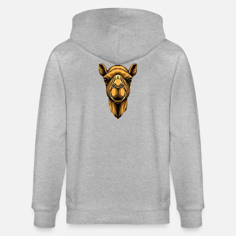 Kamel Dromedar Trampeltier Camel Geschenk Kamele - Stanley/Stella Unisex Bio-Kapuzenjacke CULTIVATOR  - Grau meliert