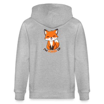 I'm Foxed Up - Cute Cartoon Fox Playful Design - Stanley/Stella CULTIVATOR  Unisex Organic Hooded Jacket - heather grey - Back - Luana (180cm)