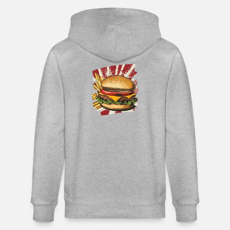 Burger und Fritten Retro - Stanley/Stella Unisex Bio-Kapuzenjacke CULTIVATOR - Grau meliert