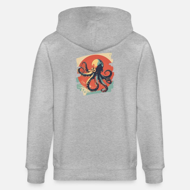 Pieuvre Octopus Rétro - Veste à capuche bio CULTIVATOR Stanley/Stella Unisexe - gris chiné