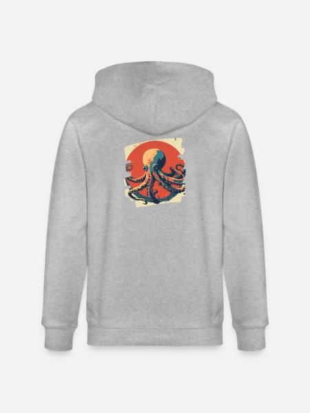 Octopus Octopus - Stanley/Stella CULTIVATOR Unisex Organic Hooded Jacket - heather grey