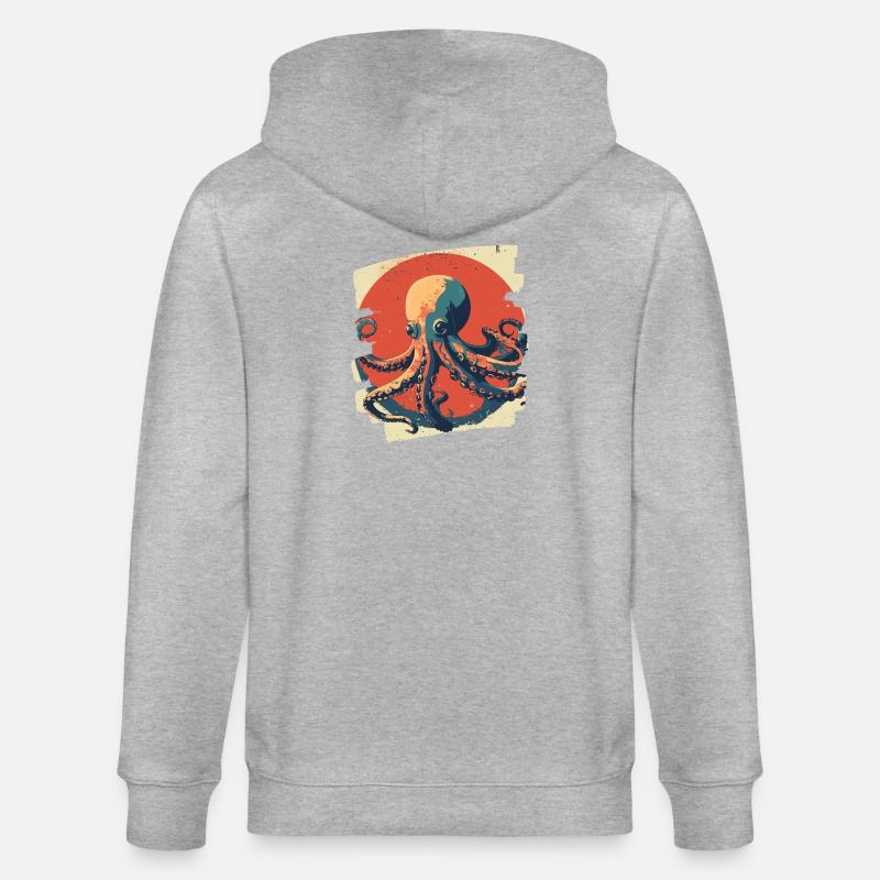 Kraken Oktopus - Stanley/Stella Unisex Bio-Kapuzenjacke CULTIVATOR - Grau meliert