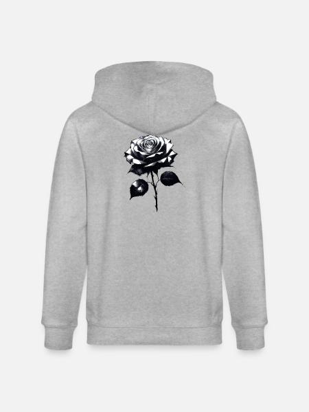 rose sketch - Stanley/Stella CULTIVATOR Unisex Organic Hooded Jacket - heather grey
