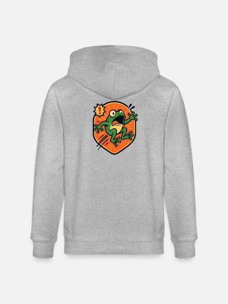 Panic Frog badge - Stanley/Stella CULTIVATOR Unisex Organic Hooded Jacket - heather grey