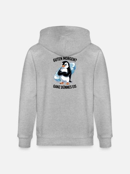 Good morning? Very thin ! Funny Penguin - Stanley/Stella CULTIVATOR  Unisex Organic Hooded Jacket - heather grey