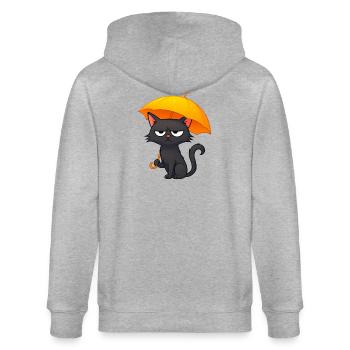 Humorvolle Grumpy Regentage Desaster mit Katze - Stanley/Stella Unisex Bio-Kapuzenjacke CULTIVATOR  - Grau meliert - Hinten - Luana (180cm)
