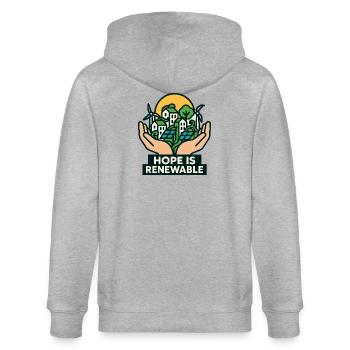 Hope is renewable - Stanley/Stella CULTIVATOR  Unisex Organic Hooded Jacket - heather grey - Back - Luana (180cm)
