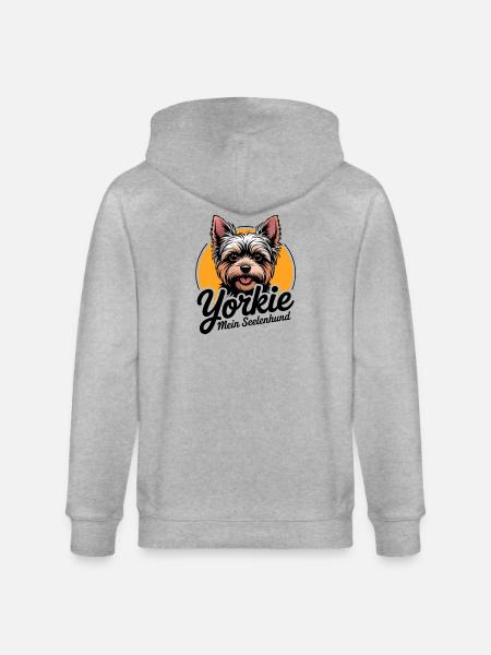 Hübsche Yorkshire Terrier Hundesilhouette - Stanley/Stella Unisex Bio-Kapuzenjacke CULTIVATOR - Grau meliert