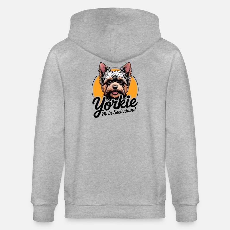 Hübsche Yorkshire Terrier Hundesilhouette - Stanley/Stella Unisex Bio-Kapuzenjacke CULTIVATOR  - Grau meliert
