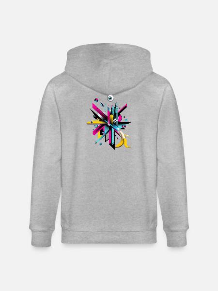 Urban cityscape with pop art accents - Stanley/Stella CULTIVATOR Unisex Organic Hooded Jacket - heather grey