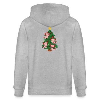 Axolotl schmücken Weihnachtsbaum - Stanley/Stella Unisex Bio-Kapuzenjacke CULTIVATOR  - Grau meliert - Hinten - Luana (180cm)