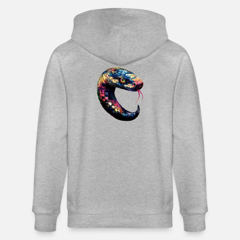 Schlange Python Kobra Klapperschlange Schlangen - Stanley/Stella Unisex Bio-Kapuzenjacke CULTIVATOR  - Grau meliert