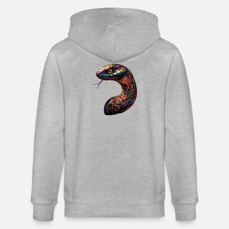 Schlange Python Kobra Klapperschlange Schlangen - Stanley/Stella Unisex Bio-Kapuzenjacke CULTIVATOR  - Grau meliert