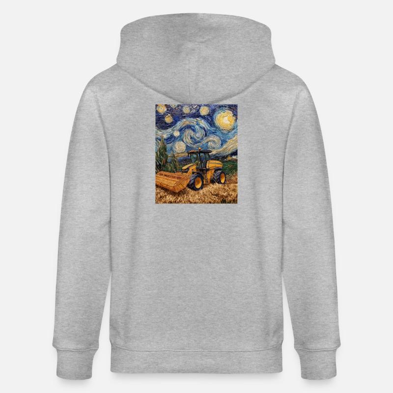 moissonneuse-batteuse fermier style van gogh étoilé - Veste à capuche bio CULTIVATOR Stanley/Stella Unisexe - gris chiné