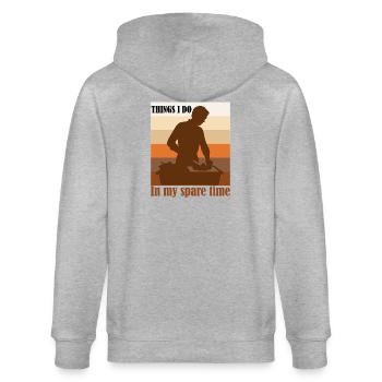 Dinge, die ich in meiner Freizeit mache Humoristische de Cuisine - Stanley/Stella Unisex Bio-Kapuzenjacke CULTIVATOR  - Grau meliert - Hinten - Luana (180cm)