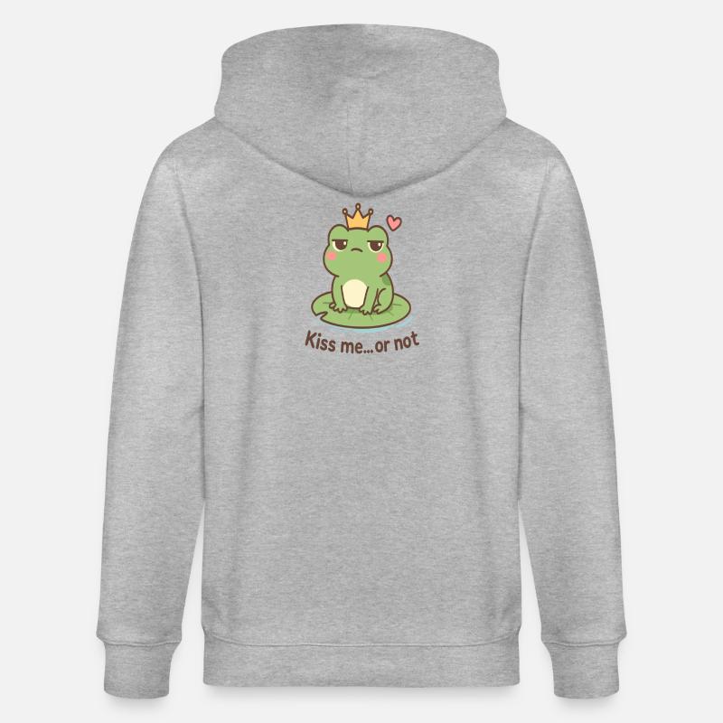 Kussfrosch König – Küss mich oder nicht - Stanley/Stella Unisex Bio-Kapuzenjacke CULTIVATOR  - Grau meliert
