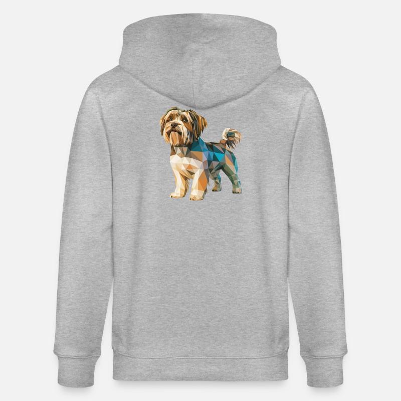 Shih Tzu - Cooles Low-Poly-Logo - Stanley/Stella Unisex Bio-Kapuzenjacke CULTIVATOR  - Grau meliert