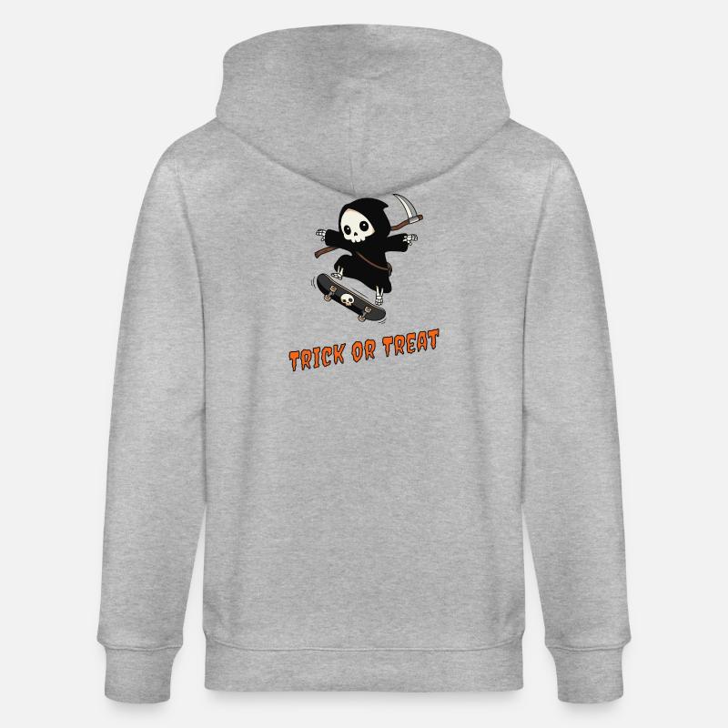 Süßes oder Saures – Skater Reaper - Stanley/Stella Unisex Bio-Kapuzenjacke CULTIVATOR  - Grau meliert