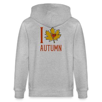 Autumn Leaf Heart Motif - Stanley/Stella CULTIVATOR  Unisex Organic Hooded Jacket - heather grey - Back - Luana (180cm)