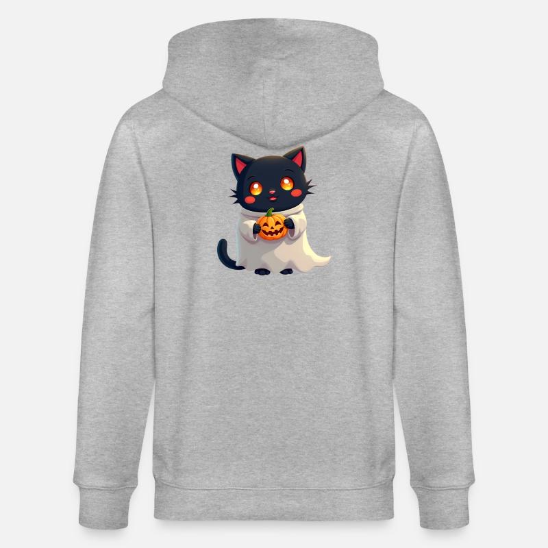 Chat d’Halloween avec citrouille d’Halloween - Veste à capuche bio CULTIVATOR Stanley/Stella Unisexe - gris chiné