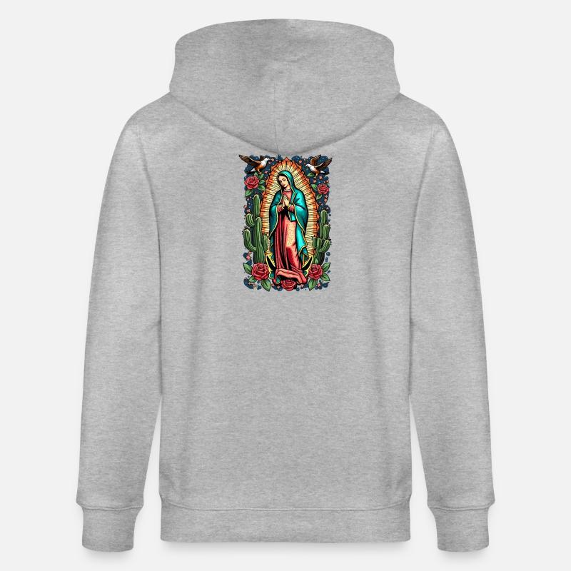 Vierge aux roses et aux cactus - Veste à capuche bio CULTIVATOR Stanley/Stella Unisexe - gris chiné