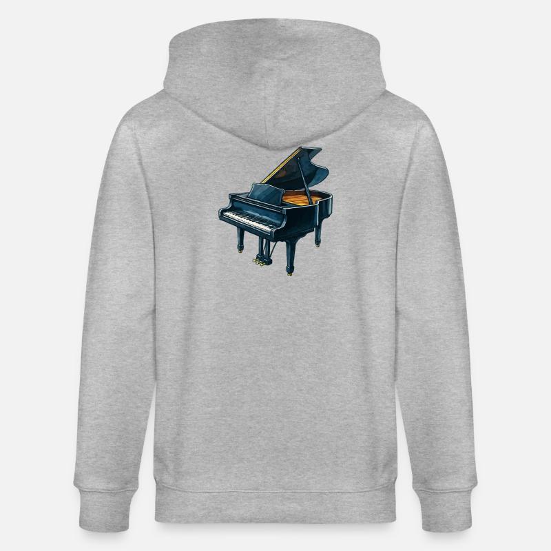 Piano à queue de concert bleu - Veste à capuche bio CULTIVATOR Stanley/Stella Unisexe - gris chiné