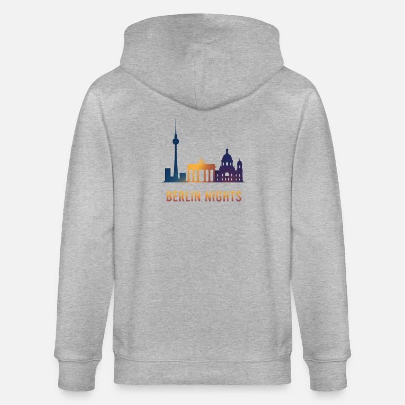 Skyline de la nuit de Berlin - Veste à capuche bio CULTIVATOR Stanley/Stella Unisexe - gris chiné
