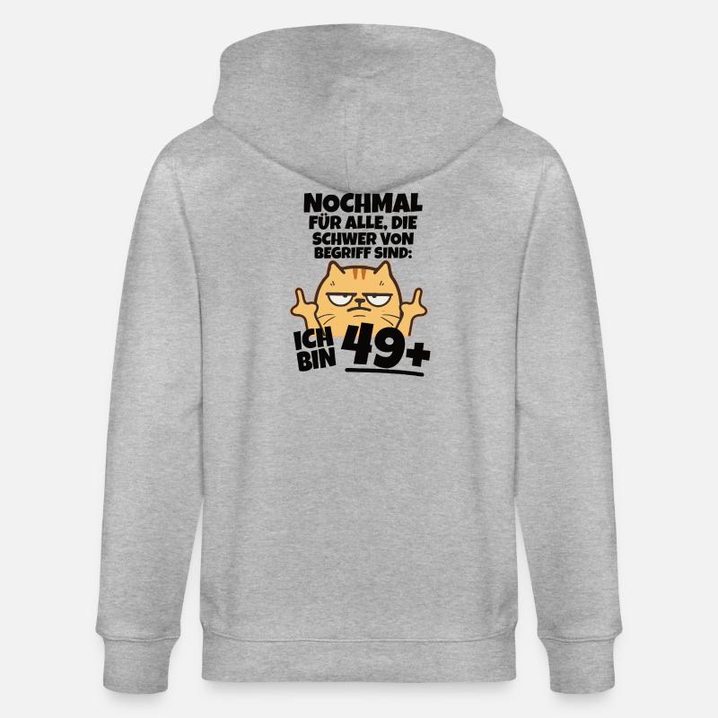Ich bin 49 plus Mittelfinger - Stanley/Stella Unisex Bio-Kapuzenjacke CULTIVATOR  - Grau meliert