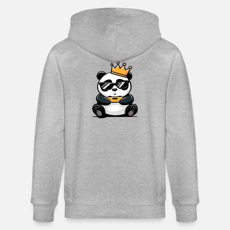 Panda Controller und Krone - Stanley/Stella Unisex Bio-Kapuzenjacke CULTIVATOR  - Grau meliert