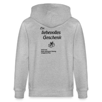 Ein liebevolles Geschenk - Stanley/Stella Unisex Bio-Kapuzenjacke CULTIVATOR  - Grau meliert - Hinten - Luana (180cm)