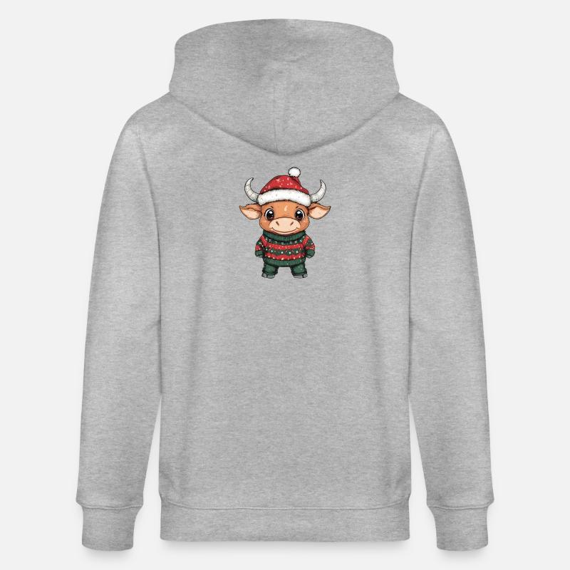 Taureau Noël - Veste à capuche bio CULTIVATOR Stanley/Stella Unisexe - gris chiné