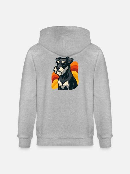 Miniature Schnauzer Dog at Sunset - Stanley/Stella CULTIVATOR Unisex Organic Hooded Jacket - heather grey