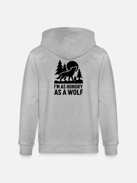 hungry wolf hungry - Stanley/Stella CULTIVATOR Unisex Organic Hooded Jacket - heather grey