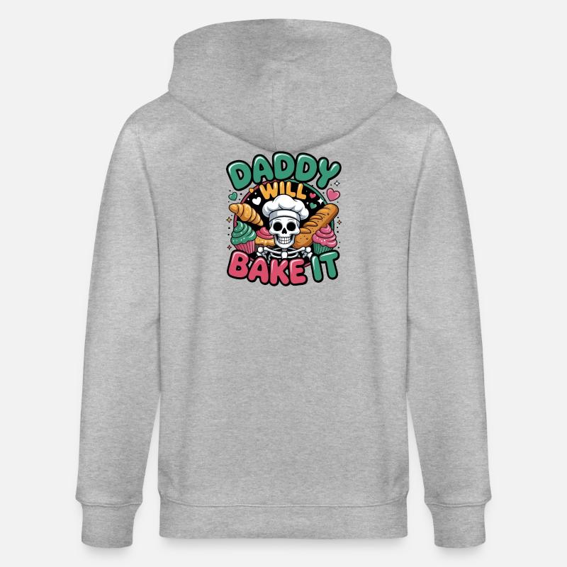 Daddy Will Bake It Skull Chef - Stanley/Stella Unisex Bio-Kapuzenjacke CULTIVATOR  - Grau meliert