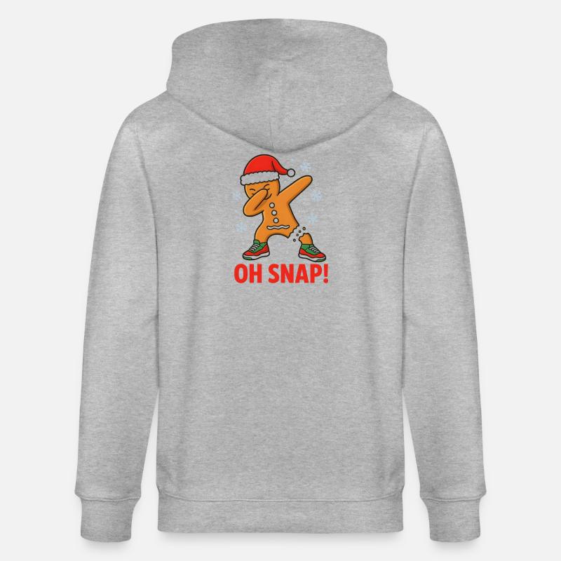 Dabbing Lebkuchenmann Oh Snap! Xmas Design - Stanley/Stella Unisex Bio-Kapuzenjacke CULTIVATOR  - Grau meliert
