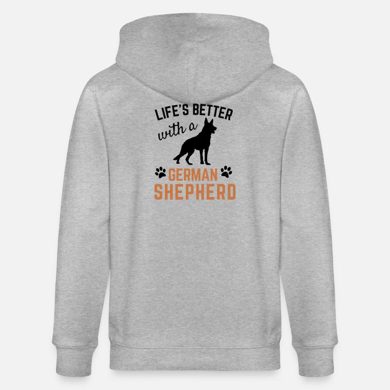 Deutscher Schäferhund, Vater, Mutter, Besitzer, Geschenk - Stanley/Stella Unisex Bio-Kapuzenjacke CULTIVATOR  - Grau meliert