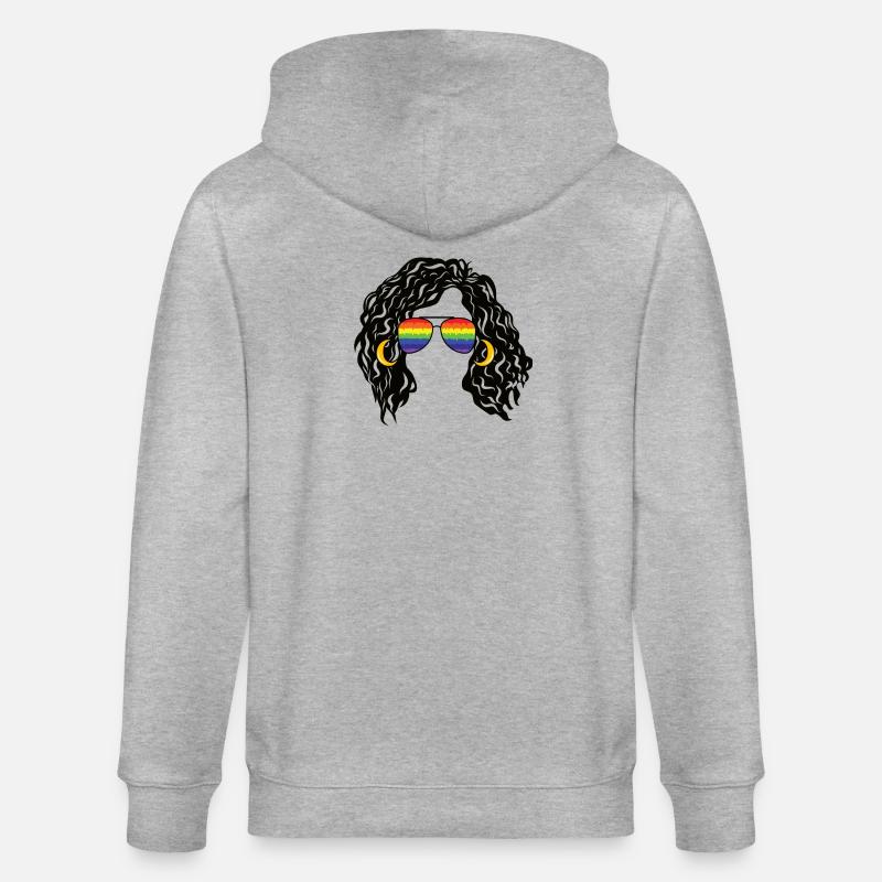 Regenbogenschattierungen Lockiges Afro-Mädchen-Haar Pride Retro - Stanley/Stella Unisex Bio-Kapuzenjacke CULTIVATOR  - Grau meliert