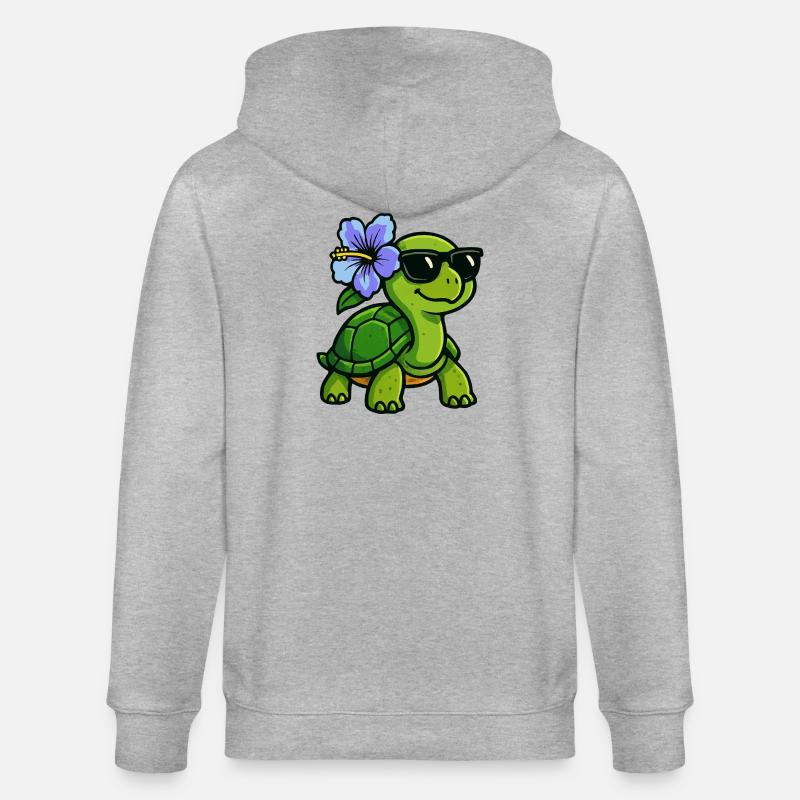 Tortue avec fleur d’hibiscus - Veste à capuche bio CULTIVATOR Stanley/Stella Unisexe - gris chiné