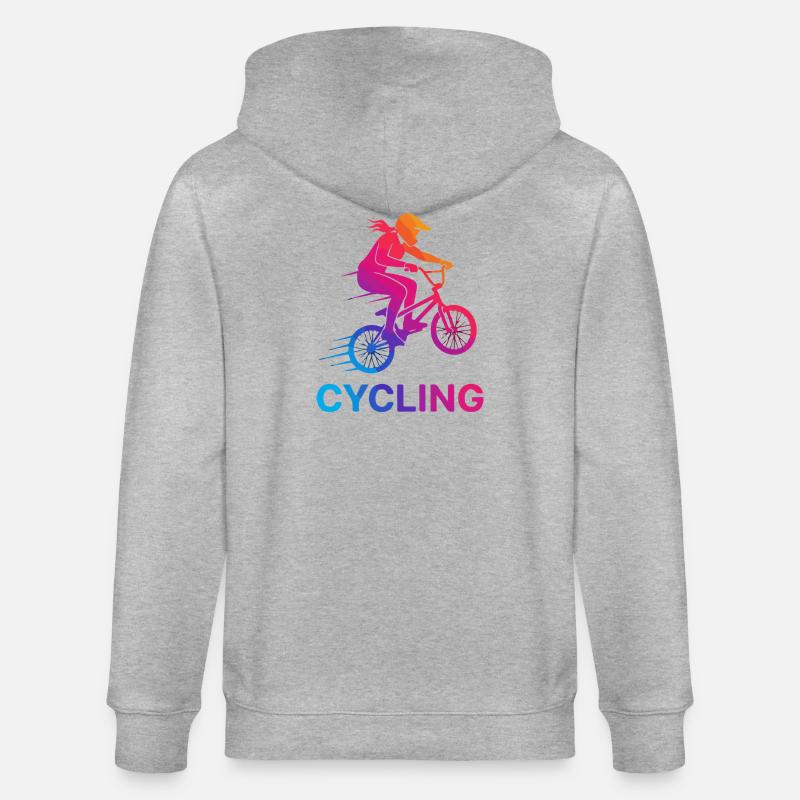 Gradient Cyclist Silhouette - Stanley/Stella Unisex Bio-Kapuzenjacke CULTIVATOR  - Grau meliert