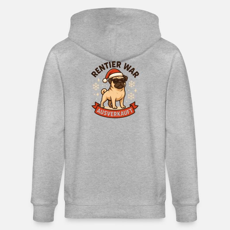 Reindeer a affiché complet Pug Pug - Veste à capuche bio CULTIVATOR Stanley/Stella Unisexe - gris chiné