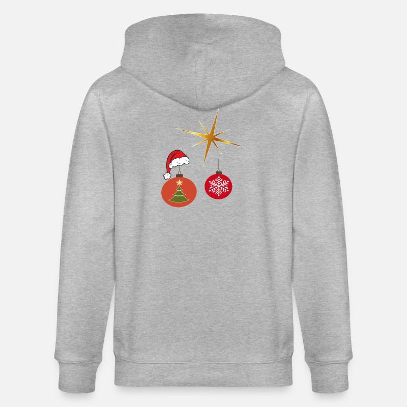 Weihnachtsstern und Weihnachtskugel - Stanley/Stella Unisex Bio-Kapuzenjacke CULTIVATOR  - Grau meliert