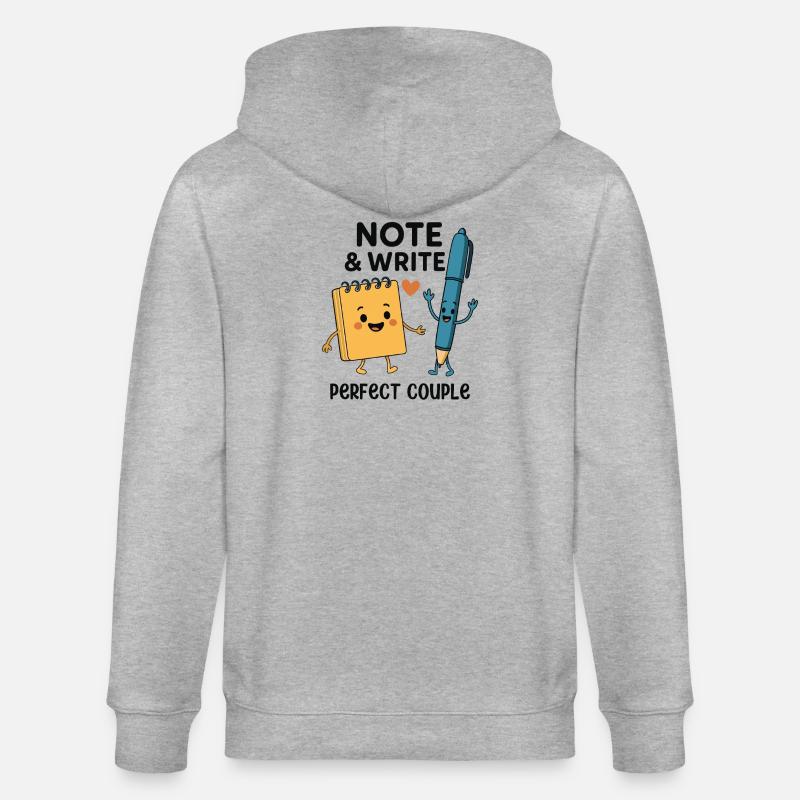Note & Write Perfect Couple Fun Design - Stanley/Stella CULTIVATOR  Unisex Organic Hooded Jacket - heather grey