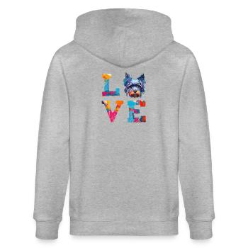 Miniature Schnauzer Love Colorful Paint Splatter - Stanley/Stella CULTIVATOR  Unisex Organic Hooded Jacket - heather grey - Back - Luana (180cm)