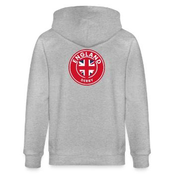 England Derby emblem shield - Stanley/Stella CULTIVATOR  Unisex Organic Hooded Jacket - heather grey - Back - Luana (180cm)