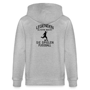 Legenden altern nicht Fußball - Stanley/Stella Unisex Bio-Kapuzenjacke CULTIVATOR  - Grau meliert - Hinten - Luana (180cm)