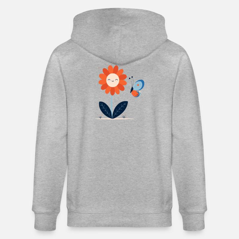 Fleur Rieuse avec Papillon - Veste à capuche bio CULTIVATOR Stanley/Stella Unisexe - gris chiné