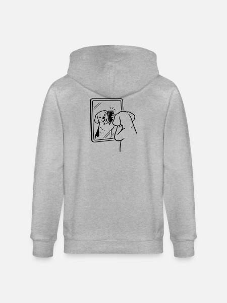 Selfie Dog Dog - Stanley/Stella CULTIVATOR  Unisex Organic Hooded Jacket - heather grey