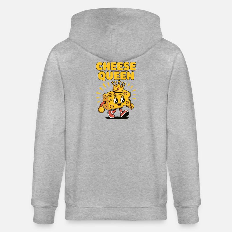 Cheese Queen – Käse mit Krone - Stanley/Stella Unisex Bio-Kapuzenjacke CULTIVATOR - Grau meliert